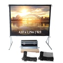 Ecran de projection valise 4,07x2,29m 16:9 Avant + Arrière